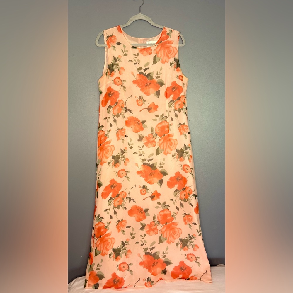 Chadwicks 100% Silk Pink Floral Midi / Maxi Dress Gorgeous 90s Y2K Friends *Flaw